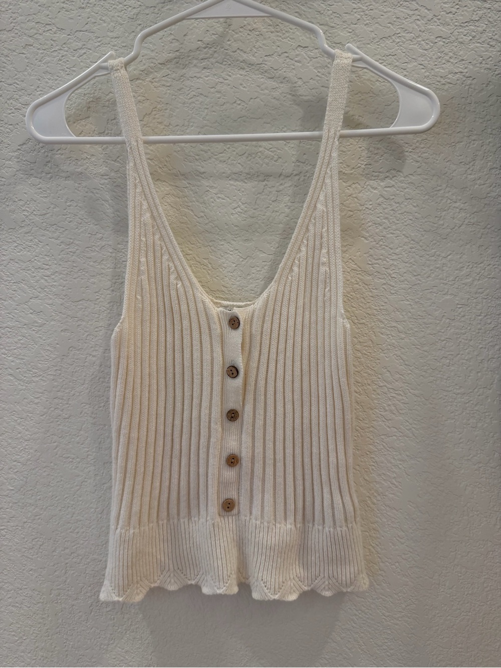 Abercrombie & Fitch Cream Ribbed Button Tank
